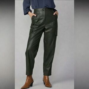 Current Air Vegan Leather Pants Olive Green Cargo High Rise M